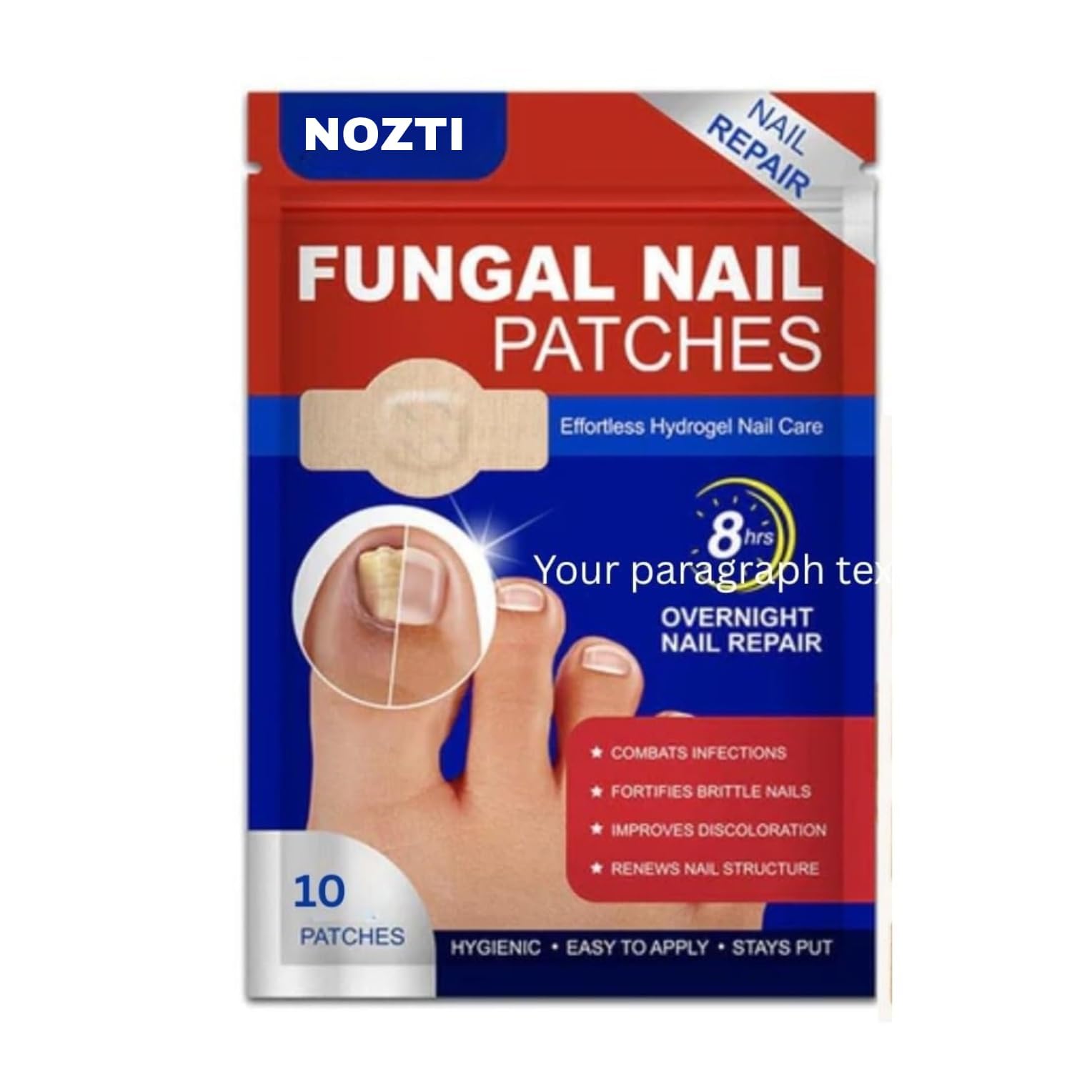 Fungal Nail Patch Treatment – Powerful Antifungal Solution, Effortless Hydrogel Nail Care, Overnight Nail Repair, 10 Patches