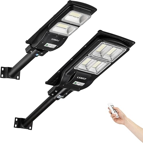 Farola solar, farolas solares impermeables para exteriores, luces solares de estacionamiento, del atardecer al amanecer, con sensor de movimiento,