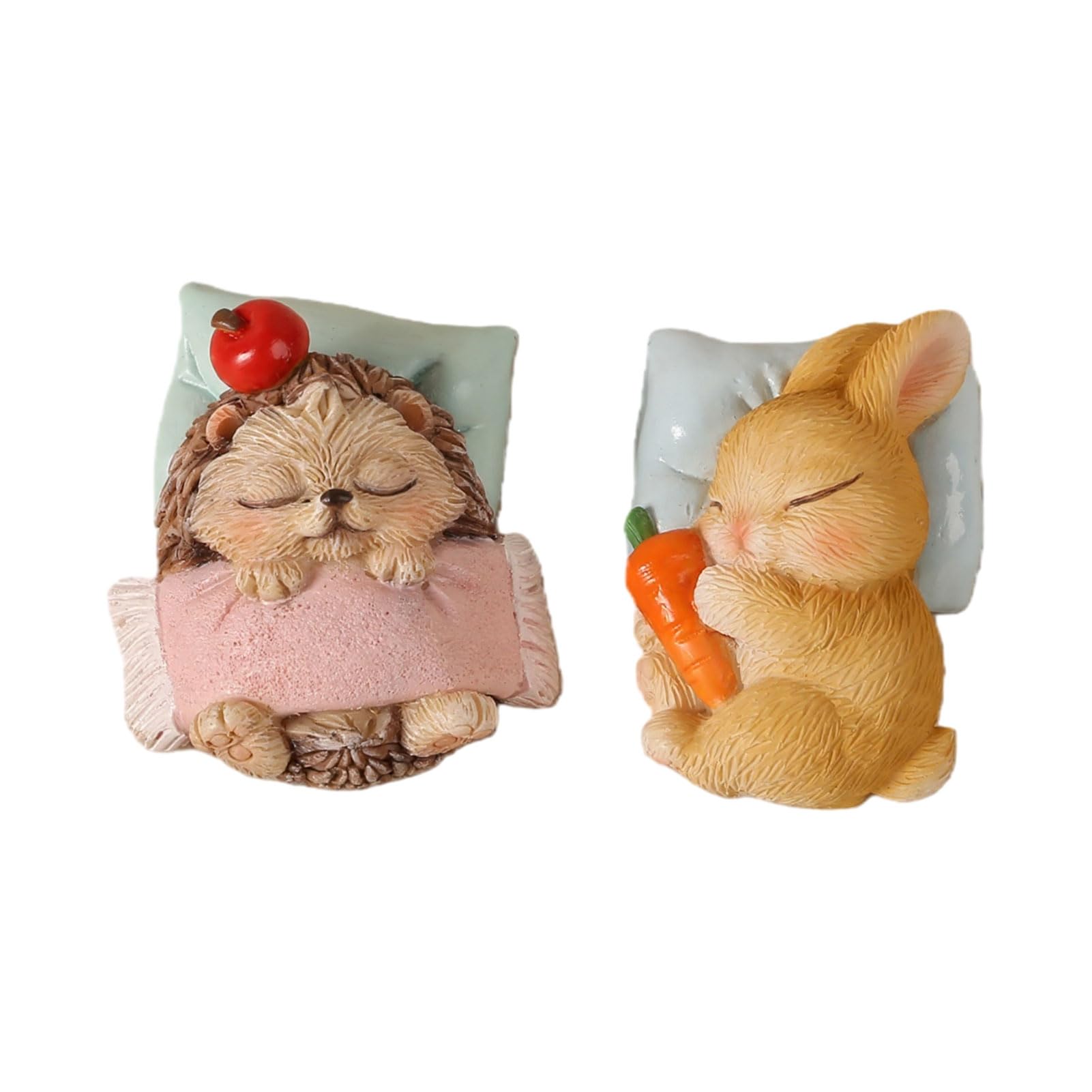 Pasisuu Desktop Garden Decor Set of 2, Cute Resin Sleeping Animal Figurines for Succulent Pots, Waterproof Garden Ornaments for Balcony and Moss Micro-Landscapes, Hand-Painted Details A