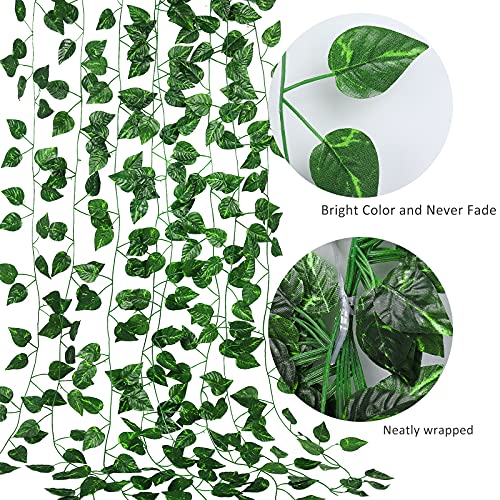 Recutms 86 Ft Artificial Ivy Fake Greenery Leaf Garland Plants Vine Foliage Flowers Hanging For Wedding Party Garden Home Kitchen Office Wall Decoration(12 Pack-03) #TOP2