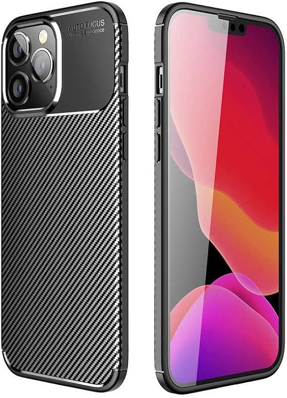 Spia Apple iPhone 14 Pro Max Case Black Carbon Silicone Original Flexible Thin Improved Durable Anti-Shock New Generation Design (Apple iPhone 14 Pro Max, Black)