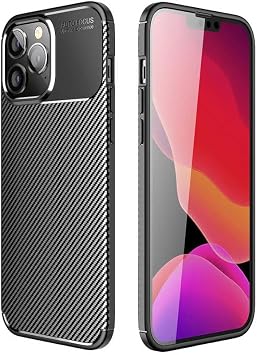 Spia Apple iPhone 14 Pro Max Case Black Carbon Silicone Original Flexible Thin Improved Durable Anti-Shock New Generation Design (Apple iPhone 14 Pro Max, Black)