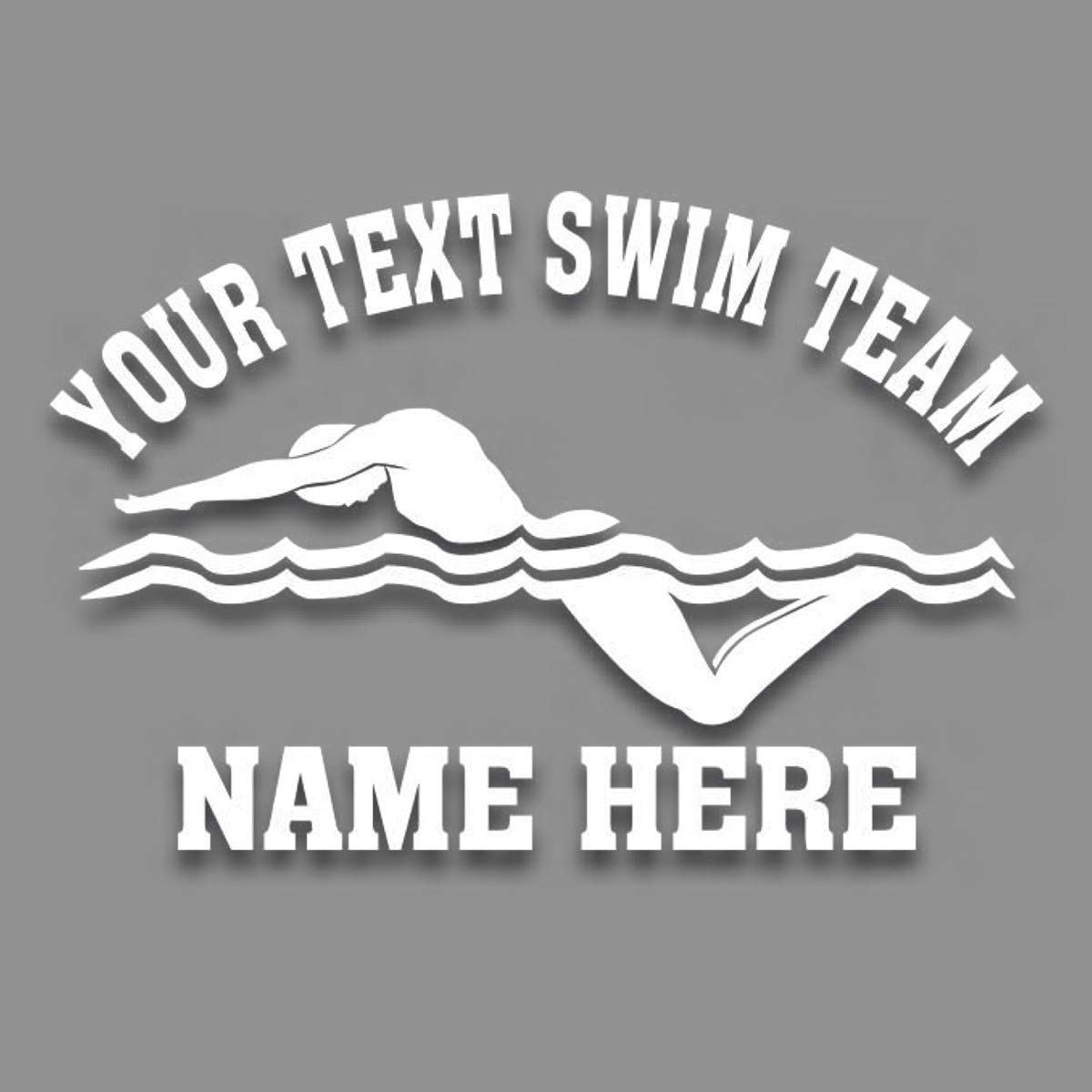 Swim Team Custom Swimming Vinyl Decal 4"x 6" Set of 2 Stickers car Truck SUV Window Your Text
