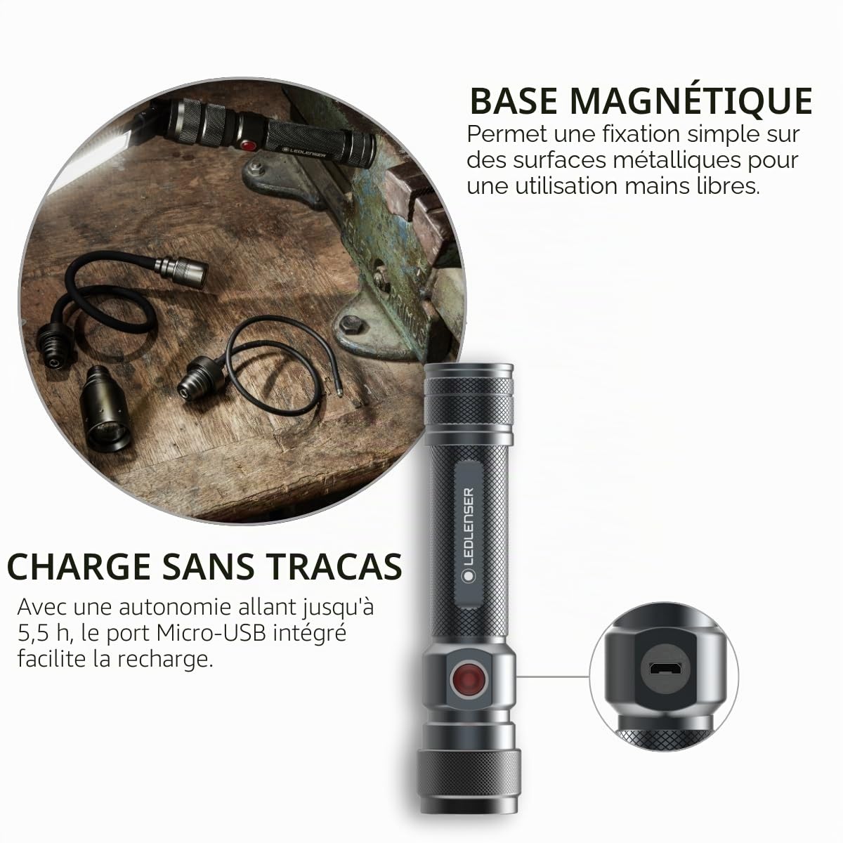 Ledlenser Workers Friend Lampe torche rechargeable 4-1 Lampe de travail
