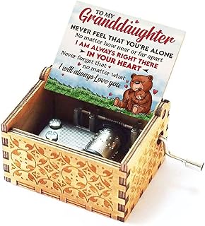 Gifts for Granddaughter from Grandpa/Grandma Hand Crank Engraved Music Box- Mechanism Antique Vintage Personalizable