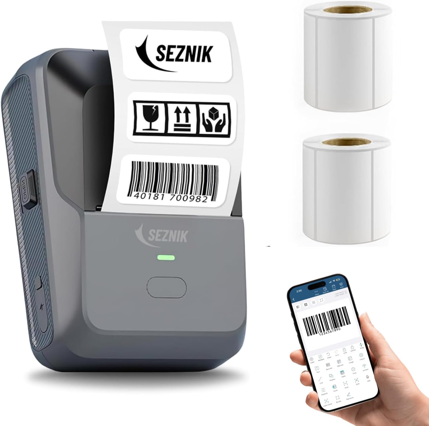 Bluetooth Mini Thermal Label Printer For Business Office Home Students Inkless Thermal Label Printer Mobile, Desktop Compatible 58 Mm (2 Inches) (Sz-Ld0801-Grey)