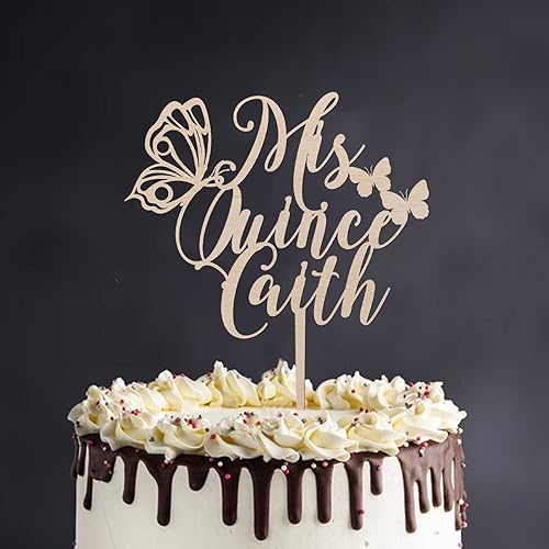 Personalized Names Numbers Colors Rustic Wood Happy Birthday Cake Topper Pick Mis Quince Happy 15th Birthday Double Sided Pastries Cake Insert Cake