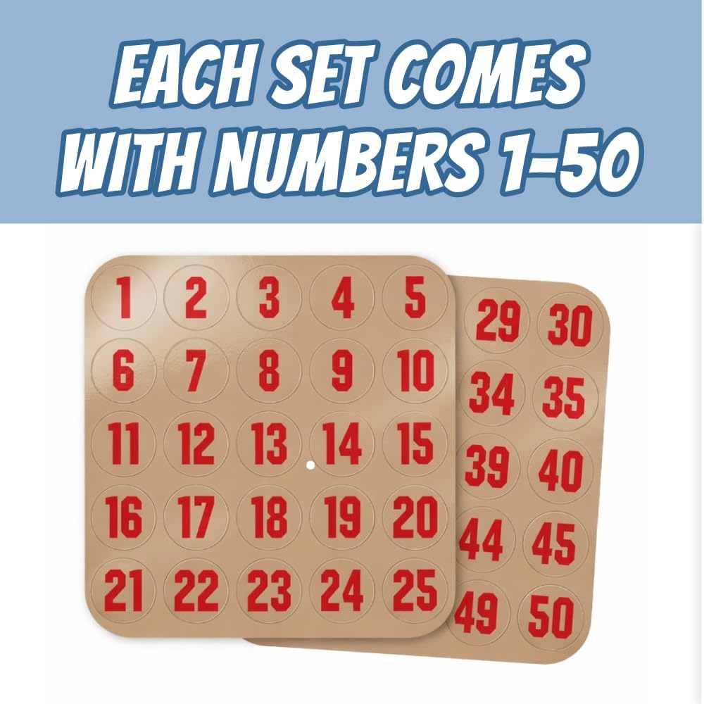 Numbered Punchout Decals, Red on Clear, 20mil Thick Vinyl for Helmets (Football, Lacrosse, Baseball, Softball, Hockey) Made in The USA, 50 Total Stickers, Numbered 1-50, Toughest Helmet Decals