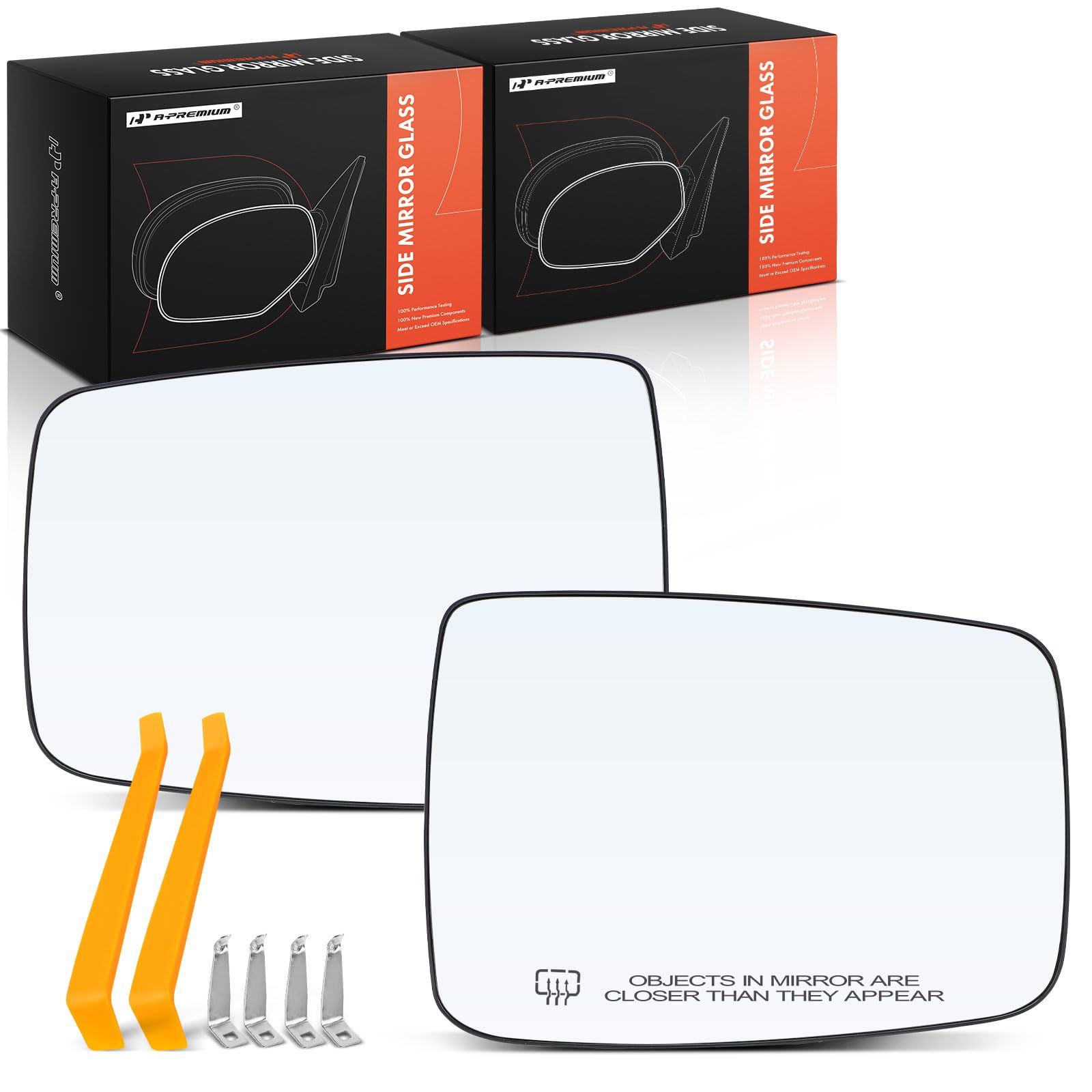 A-Premium 2-PC Driver and Passenger Side Heated Mirror Glass with Backing Plate - Compatible with Ram 1500 2011-2019, 2500 2011-2018, 1500 Classic