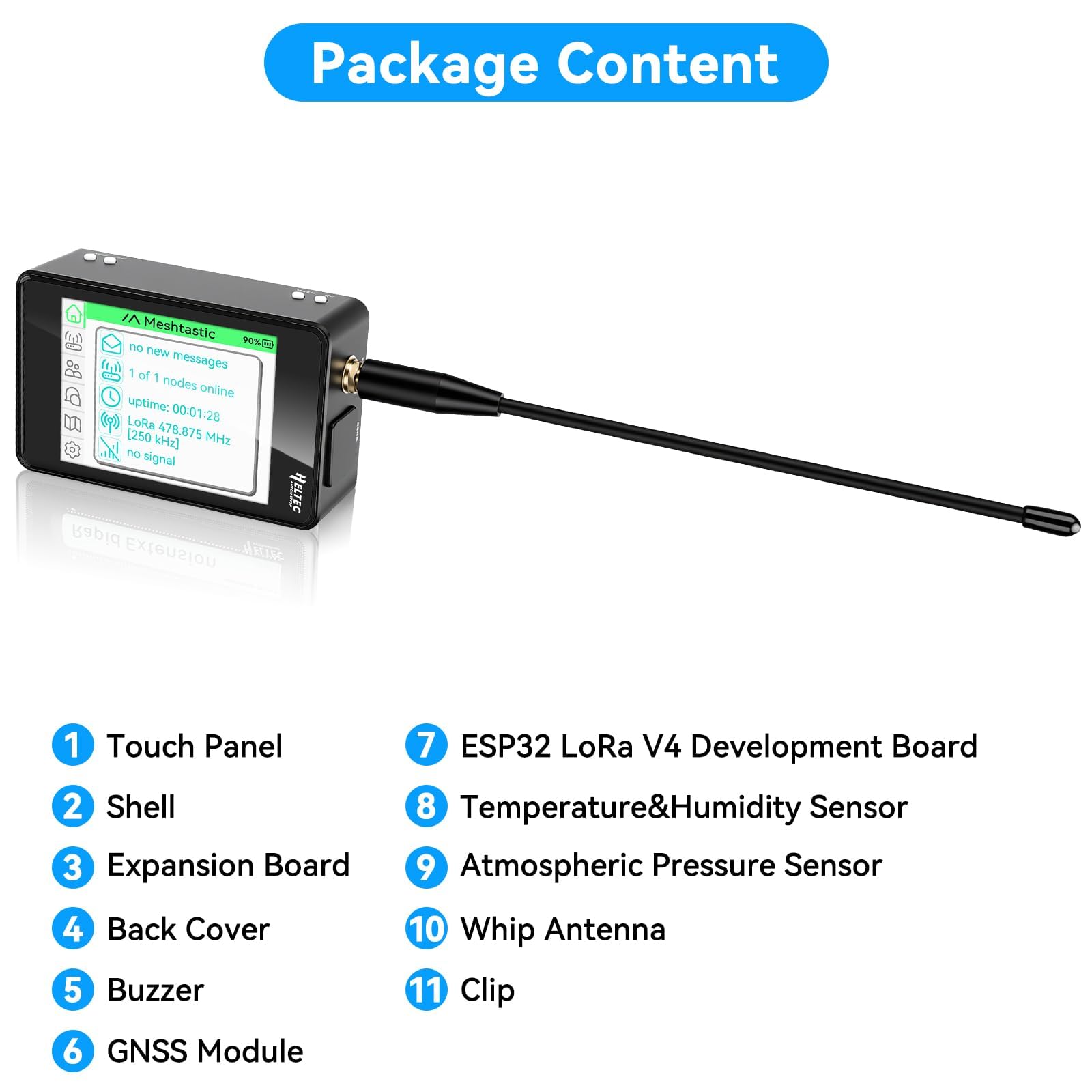 Kit d'extension ESP32 LoRa V4 avec panneau tactile, carte d'extension, antenne, module GNSS L76K, capteurs, Summer prend en charge Wi-Fi, Bluetooth, transfert de données LoRa 868 MHz pour