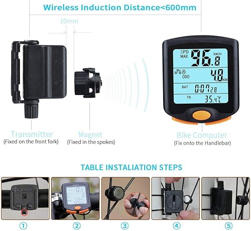 Miniatura 4 de Valcatch - Velocímetro para bicicleta, odómetro, alerta de velocidad, cronómetro, multifunción, impermeable, pantalla de 4 líneas con