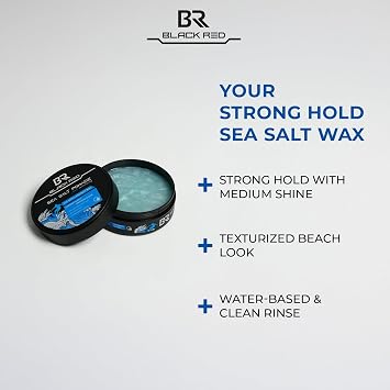 BLACK & RED Wax Saç Şekillendirici Wax Sea Salt Pomade Deniz Tuzlu Güçlü Tutuş - 120 ml