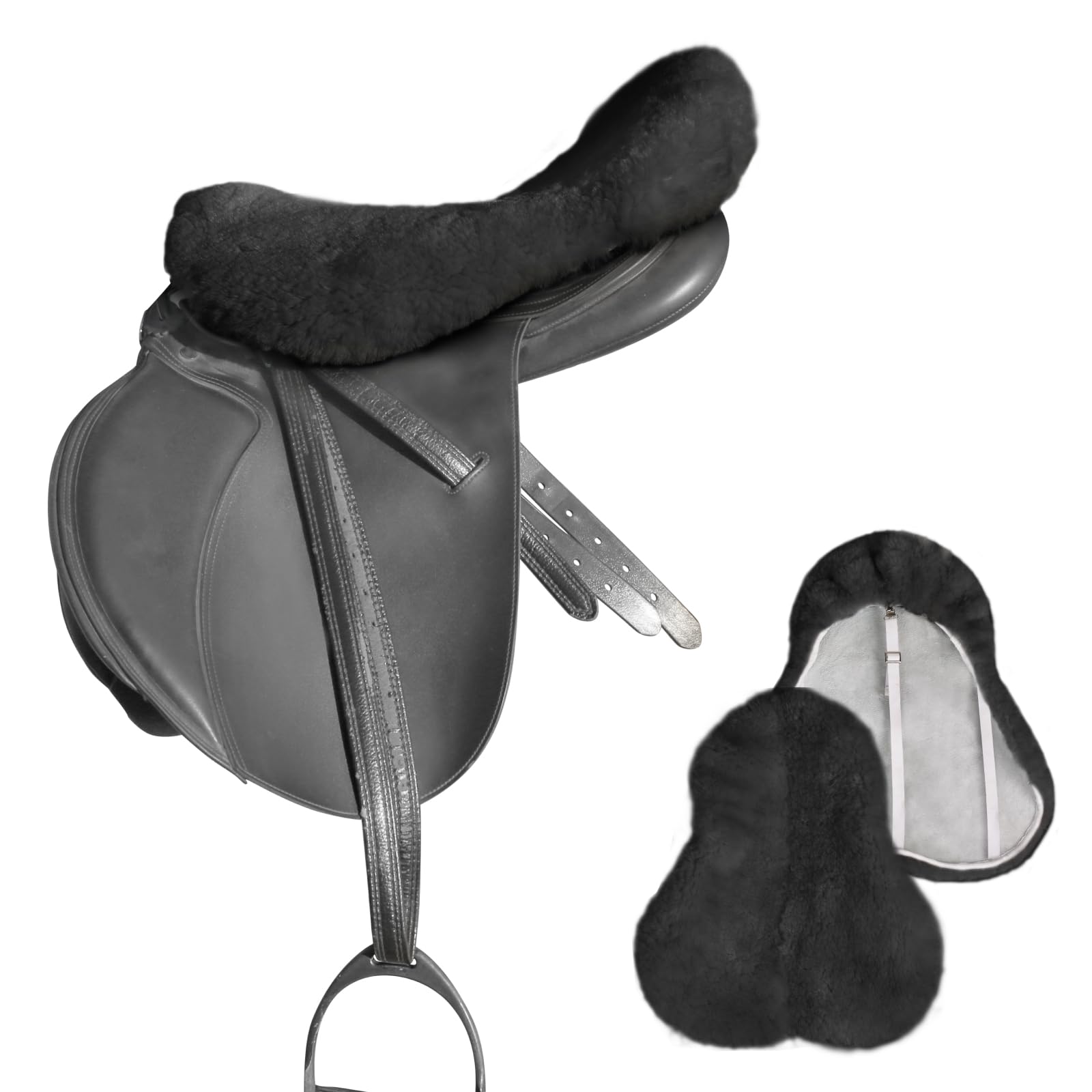 Harrison Howard Plush Sheepskin Saddle Cover for English Saddles Seat Saver Ultimate Riding Comfort for Rider &amp; Protection for Saddle Universal Size