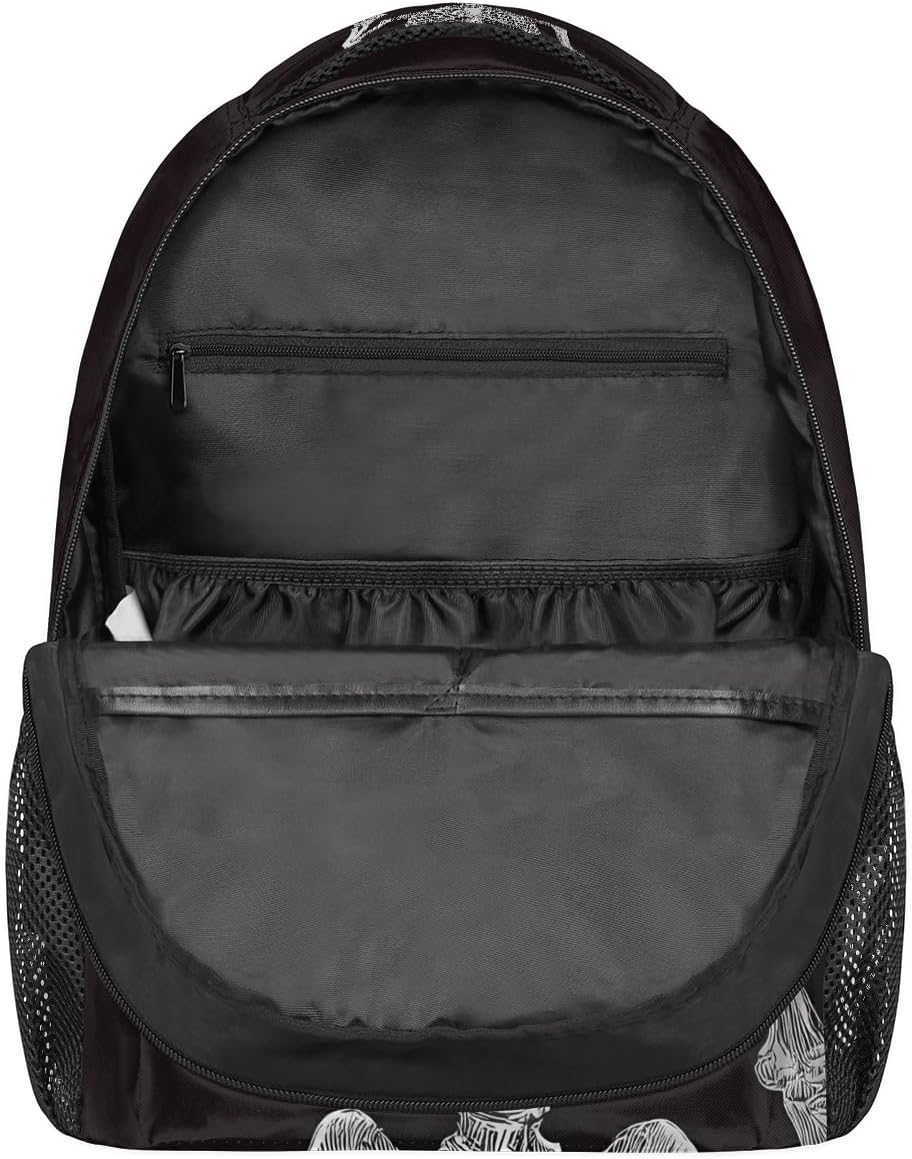 Skull Skeleton Halloween Backpack for Kids Girls Boys 16inch School Backpacks Lightweight Laptop Backpack Large Capacity Bookbag Waterproof Travel Daypack Computer College Bag Student Gym Rucksack
