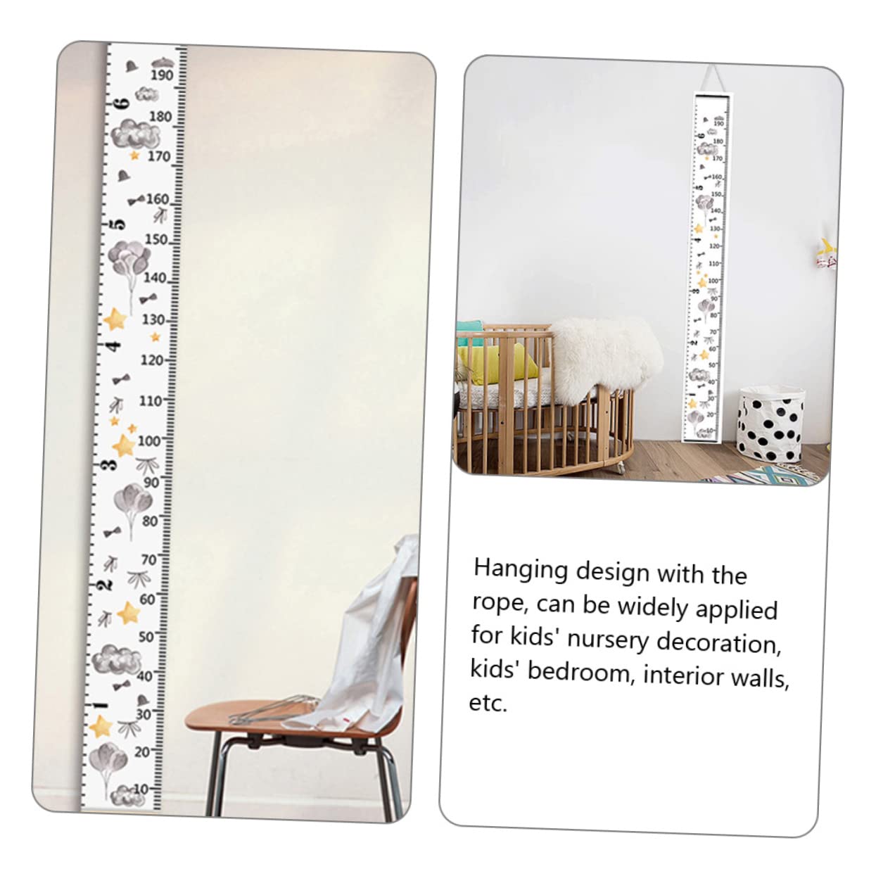 YARNOW Boy Girl Height Growth Chart Canvas Ruler Wall Hanging Measure Chart for Boys Girls Fun Decoration for Boy Girl Rooms Track Growth Style Design