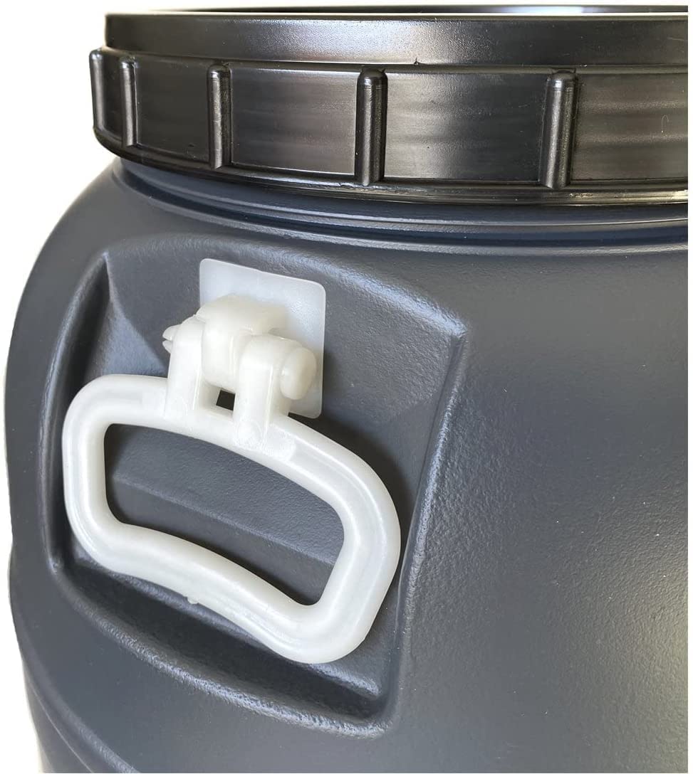 Mugar - Bidons de 65 litres en PVC - Homologués pour usage alimentaire - Avec fermeture hermétique à vis et poignées - Bidon alimentaire gris