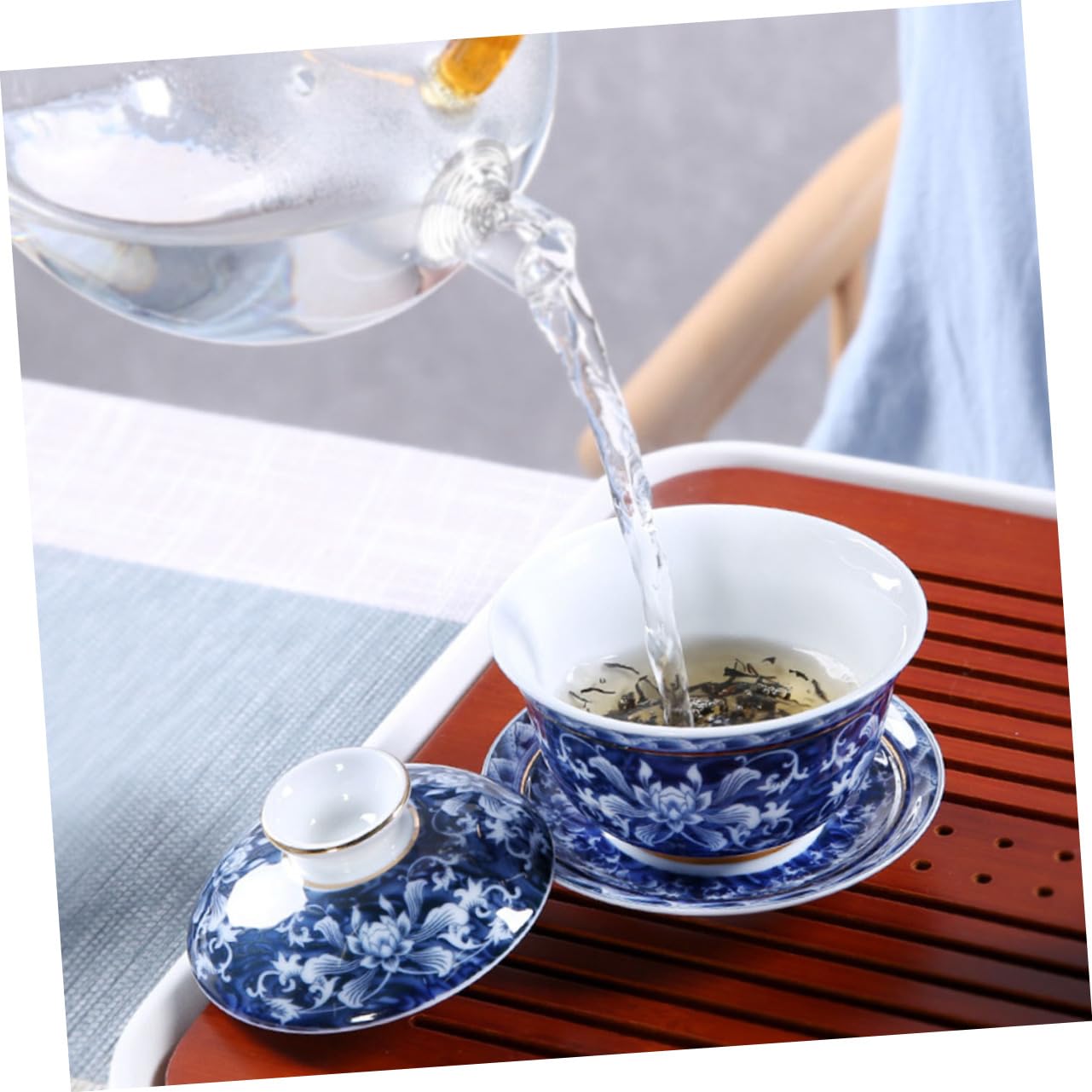 BESTOYARD 1juego Taza De Cerámica De Con Platillo y Tapa Para Infusiones De y Floral Para y