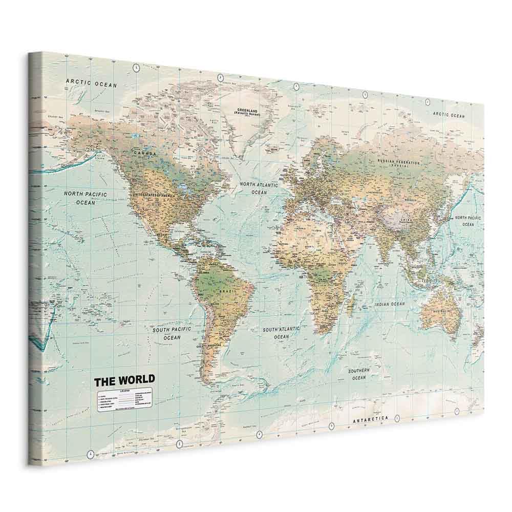 murando Canvas Wall Art. World map 120x80 cm / 48"x32" 1 pcs Large Canvas Prints XXL - Art Deco Pictures for Bedroom Walls - Home Decor Wall Pictures for Living Room Maps International k-A-0207-b-d