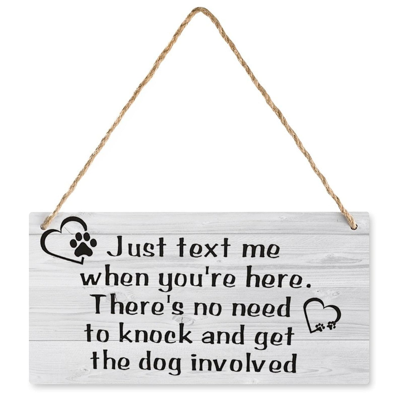 Just Text Me When You are Here There is No Need to Knock Wooden Plaque, Rustic Wall Art for Bedroom Living Room Entryway 6X12 Inch