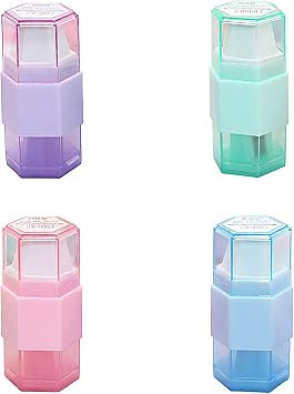 Pencil Sharpener & Eraser,4 Pack Colorful Manual Pencil Sharpener with Eraser,Fun Stationery Back to School Supplies,Classroom Rewards,Birthday Party Favors