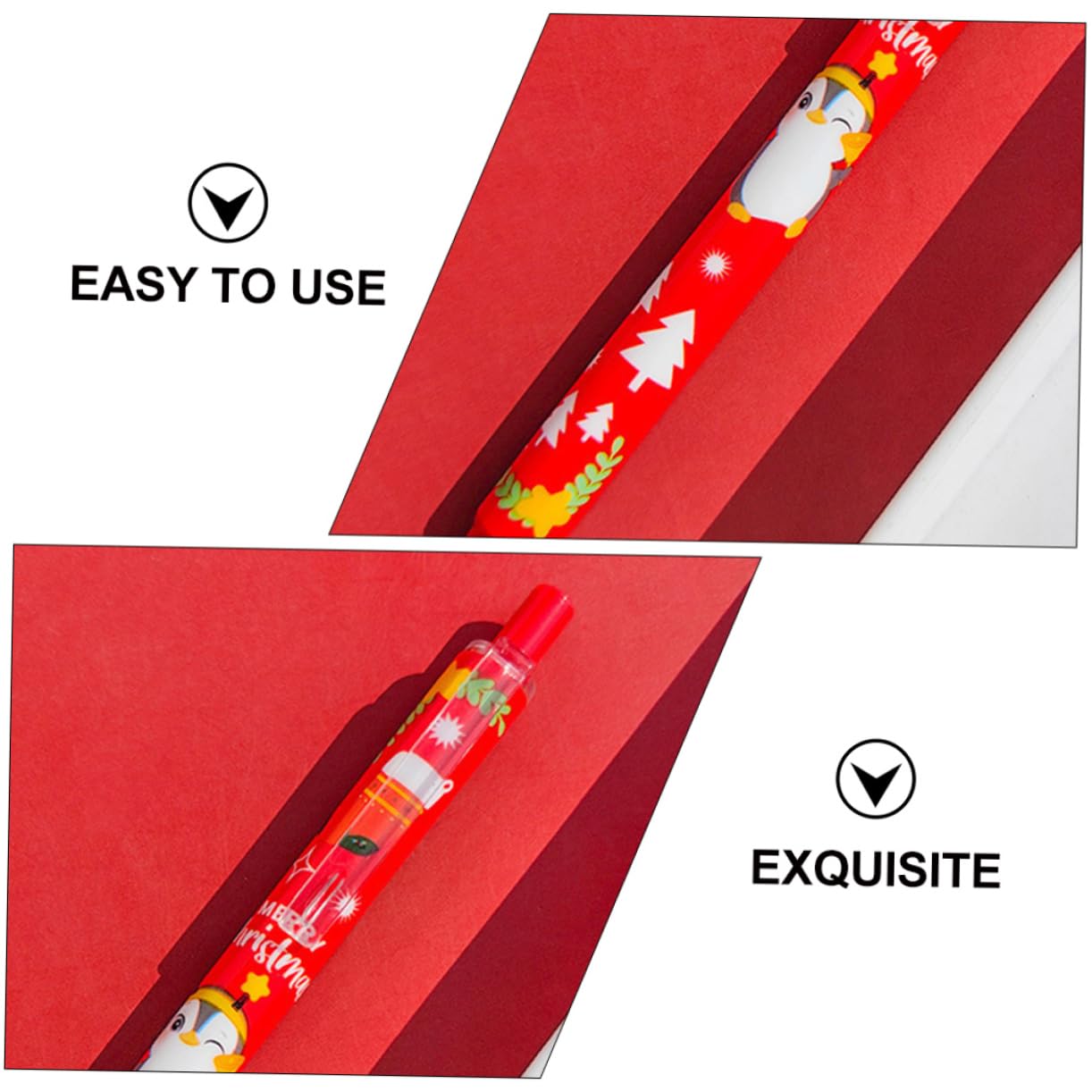 Lot de 12 Stylos à Encre Gel de Noël, Stylo D'écriture Créative en Plastique, Écriture Fluide et Facile, pour Étudiants et Fêtes de Noël Plusieurs styles