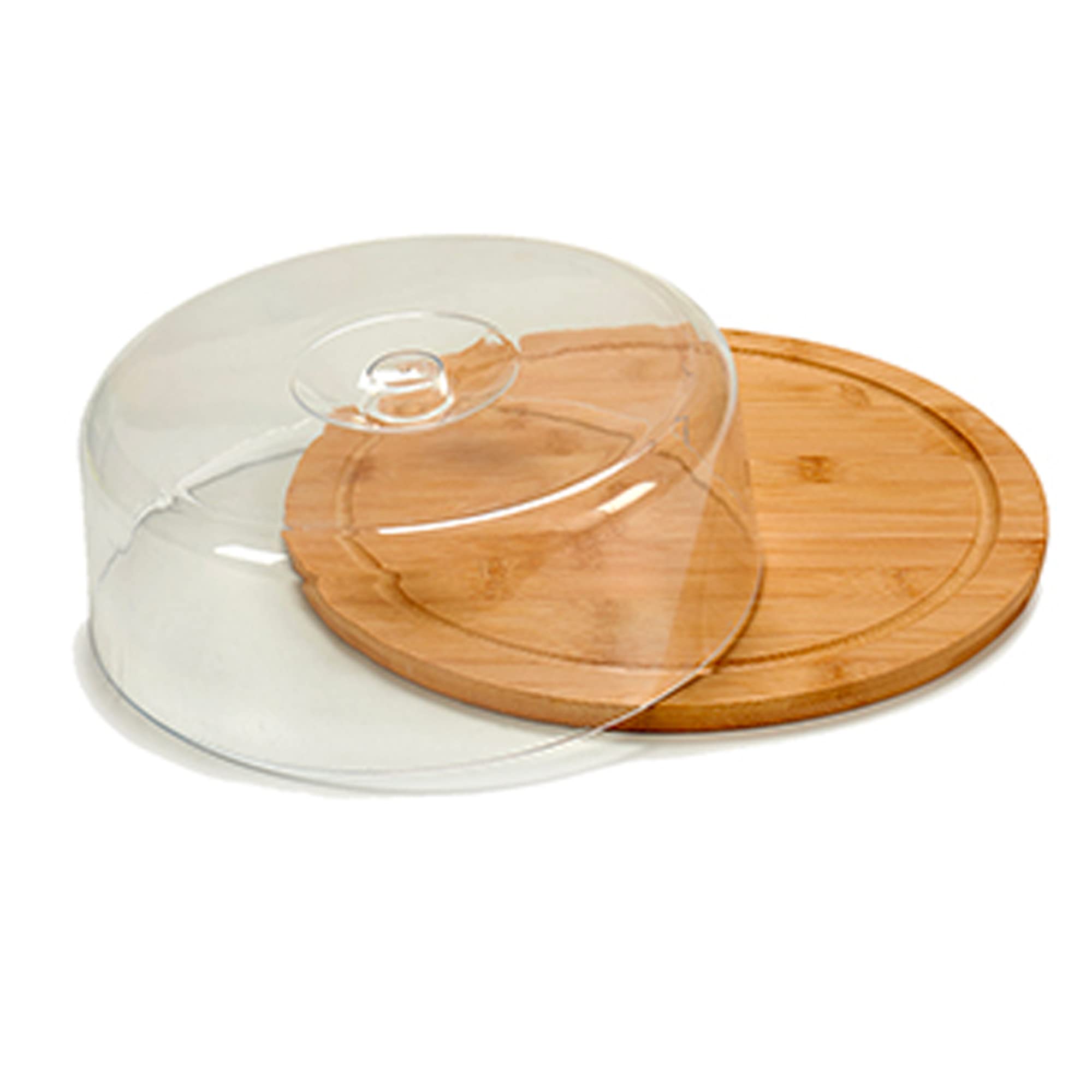 Cloche à Fromage En Bambou 26x26 Cm Avec Couvercle Plastique - Planche à Fromage, Présentation Et Conservation - 4