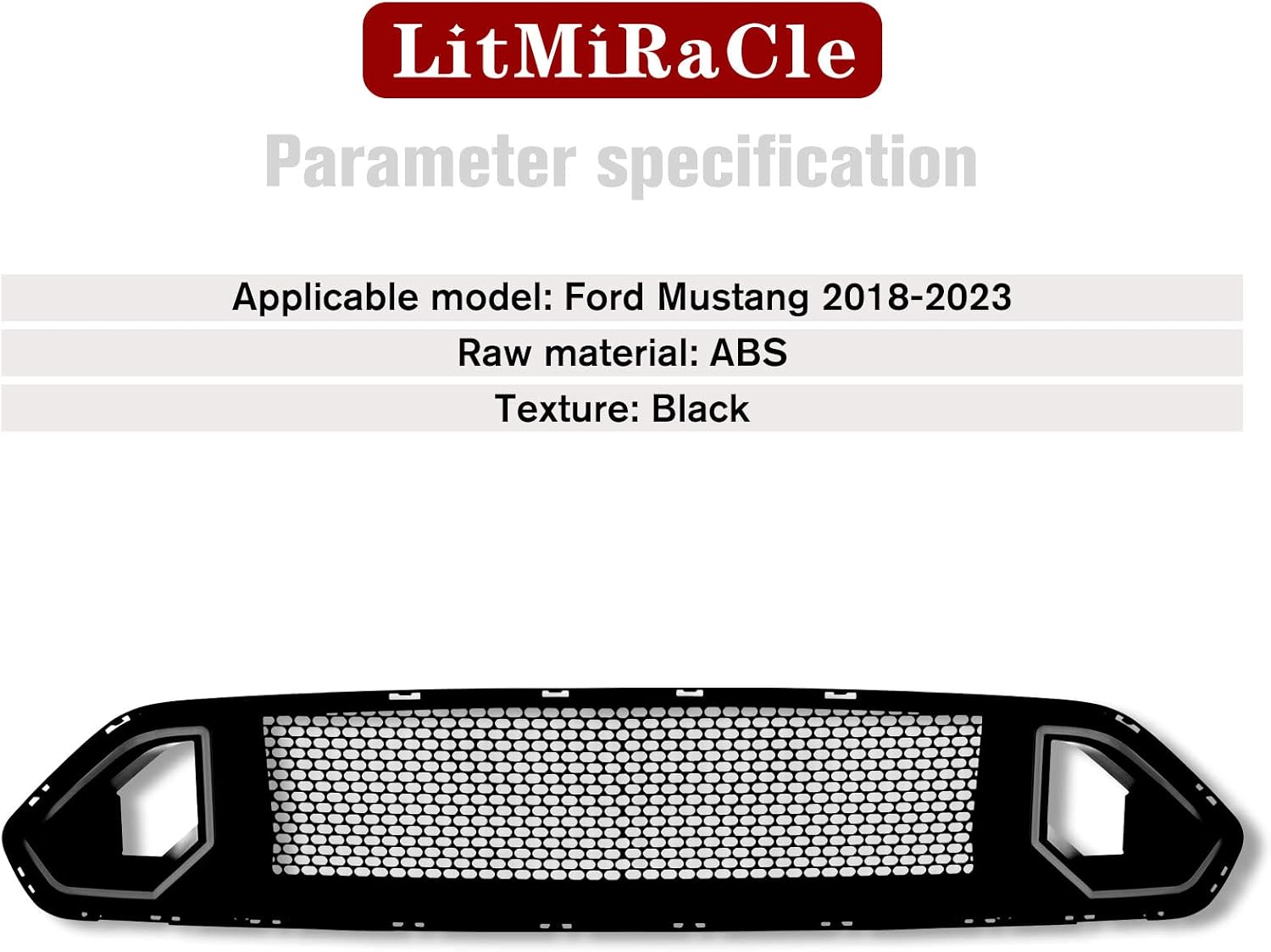 Grilles & Grille Guards - Mesh Front Bumper Upper Hood Grille Grill, Compatible with 18-23 Mustang GT EcoBoost，Black