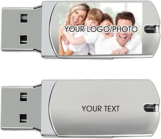 Clé USB Personnalisé avec Logo Text，Clés USB 32/64/128Go Personnalisable avec Texte Photo,Micro Clé Usbs en Boîtier Métal avec Design ((Impression d'images) D, 64, GB)