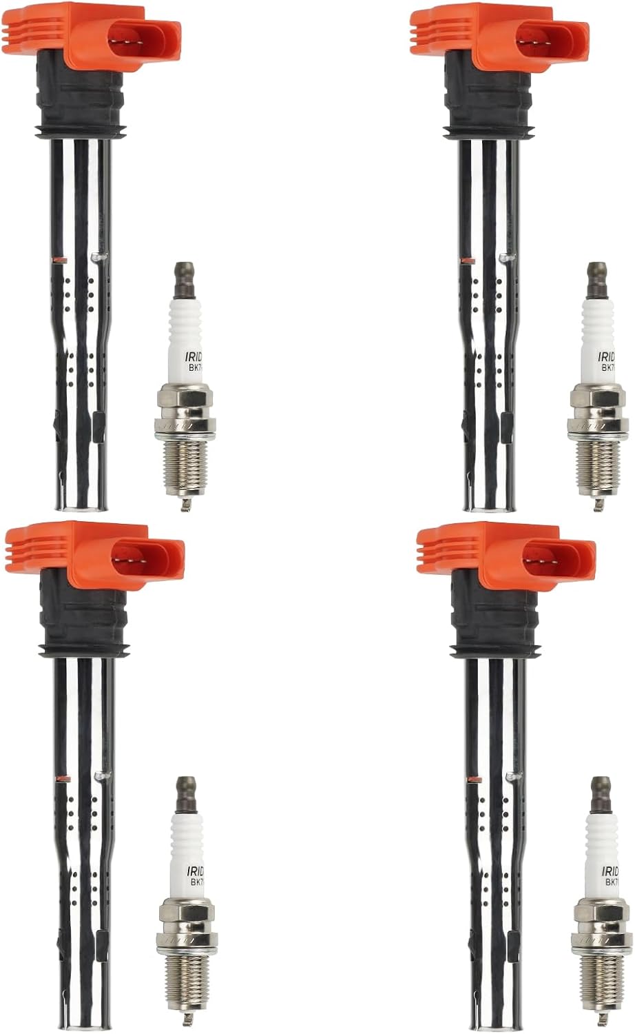 Ignition Coil Pack + Iridium Spark Plugs for Audi A3 A4 A5 Q5 TT, for Volkswagen Passat 2006-2010, for Tiguan 2009-2012, for Jetta 2006-2012, 2.0L, Replaces UF529 06E905115A 5C1688 C766, 4 Sets