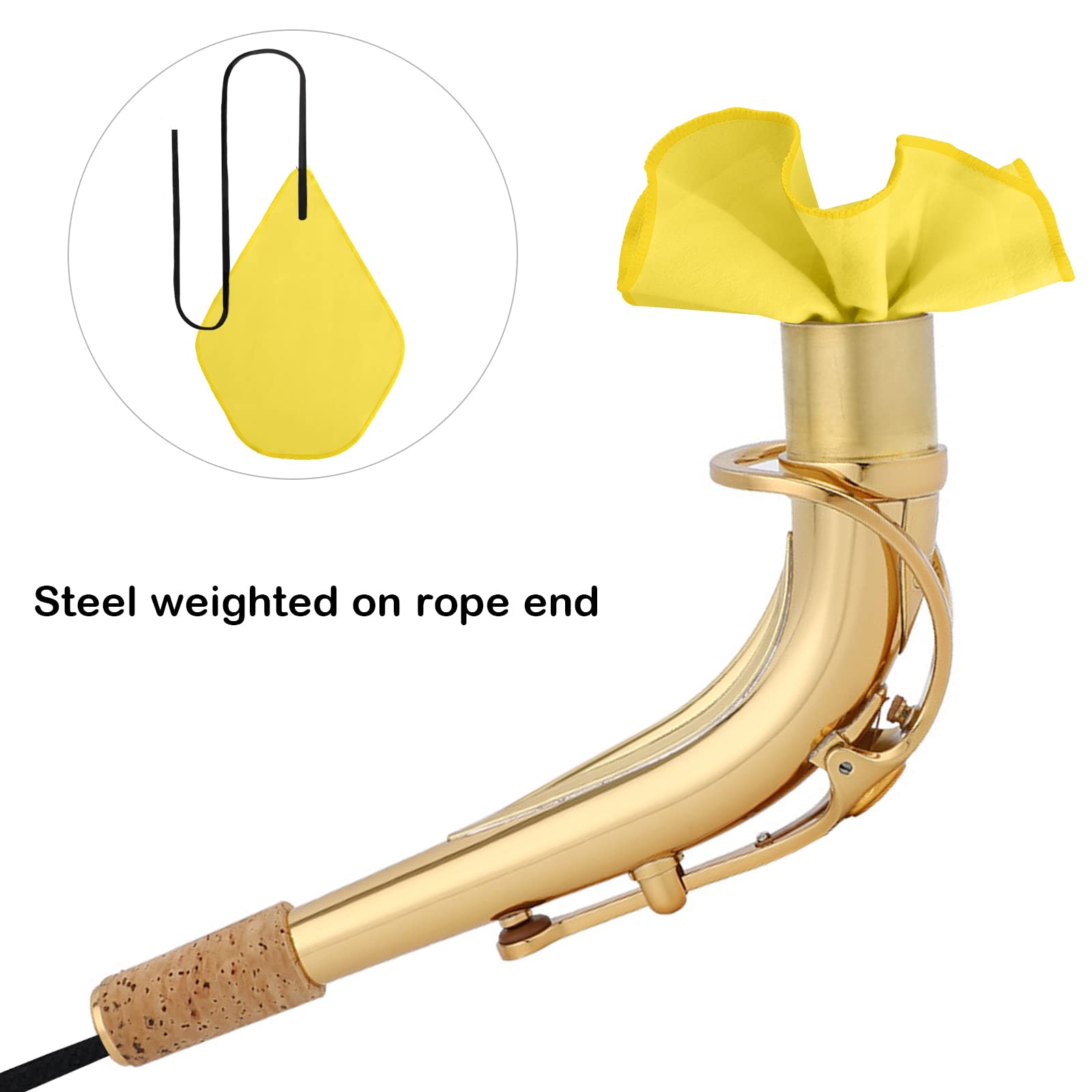 Saxophon-Reinigungsset mit Etui für Saxophon- und Klarinettenflöte, Trompeten-Instrumente, 8-teiliges Saxophon-Mundstückkissen, Mundstückbürste, Mikrofaser-Reinigungstuch (gelb)