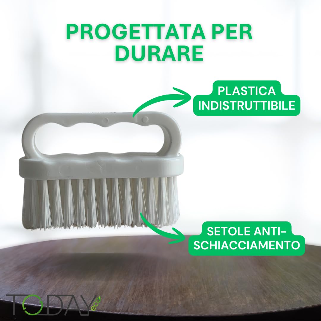 Today - Spazzola Unghie Professionale Made in Italy, Spazzolino per Pulizia Mani e Unghie con Manico Ergonomico, Setole Resistenti per Manicure e Pedicure, Ideale per Rimuovere Sporco e Polvere
