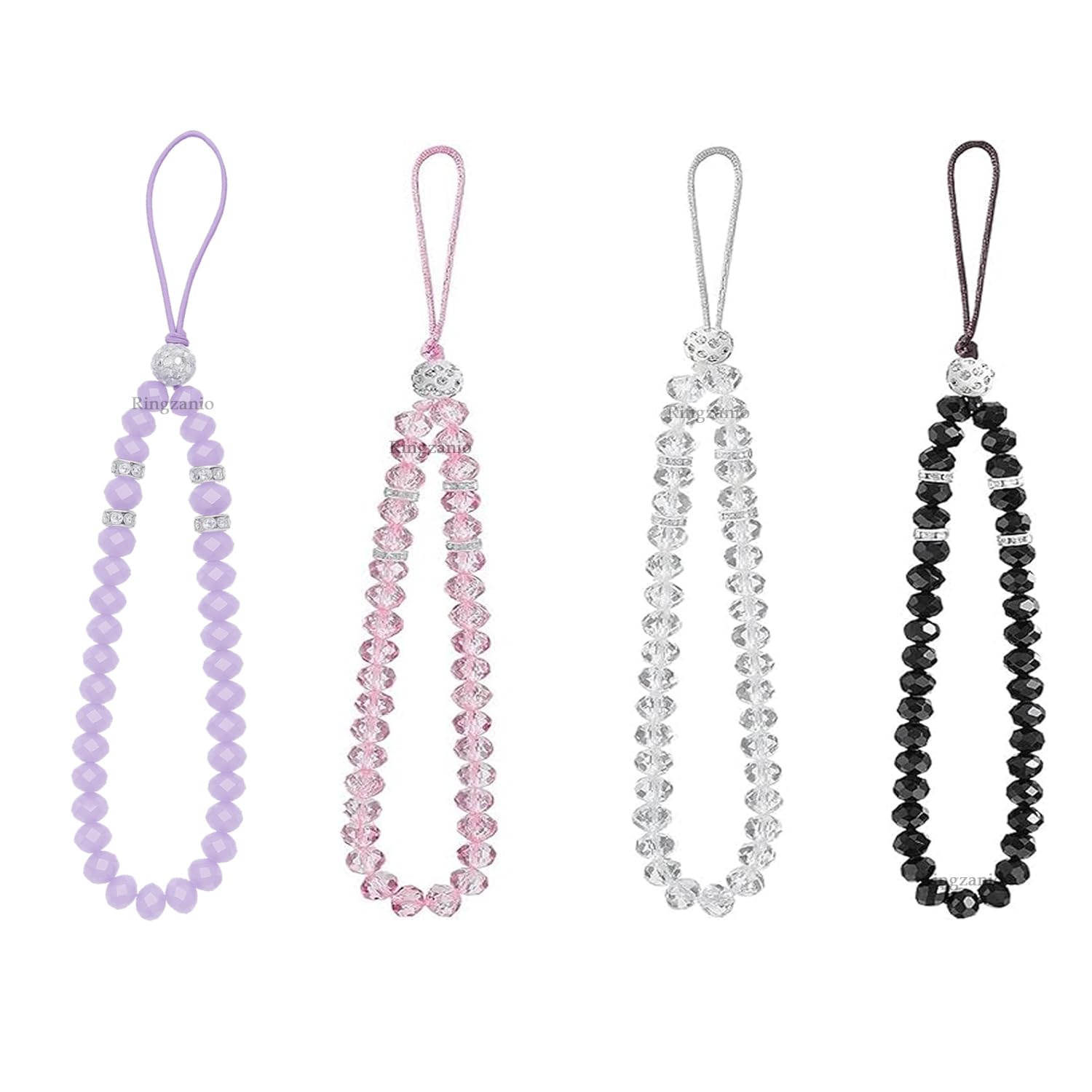 Phone Charm | Phone Strap Cell Phone Strap With Crystal Bead | 4 Pcs Phone Charms | Mobile Charm With Crystal Beads for Case String Wrist Strap, Hands-Free Keychain Phone Accessories for Women Girls-image-25