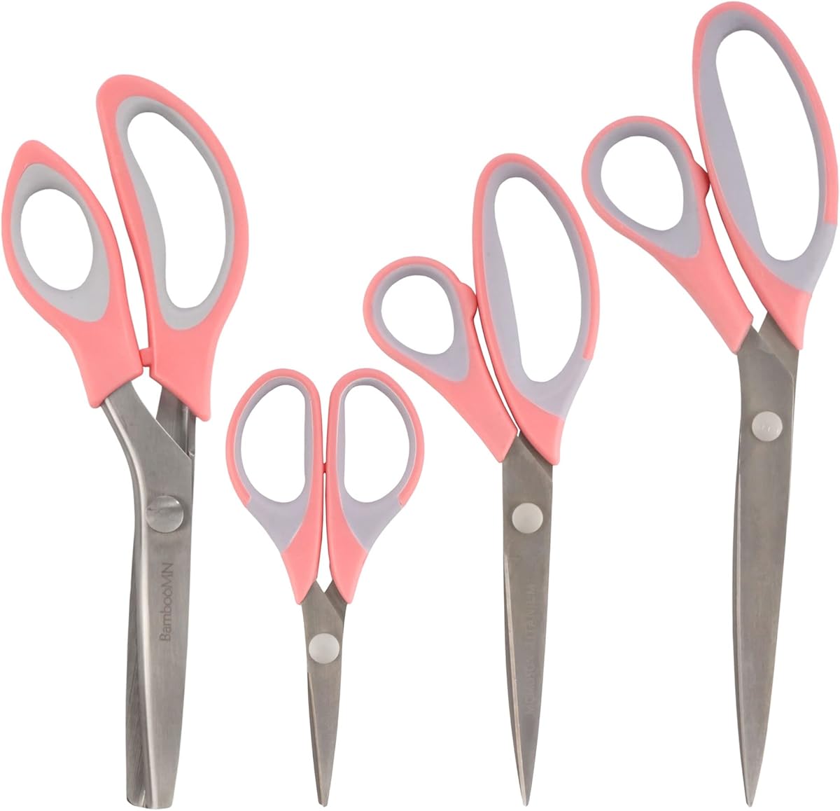 JubileeYarn Titanium Softgrip Scissors Set - Pinking, Sewing, Arts, Crafts, Office - 1 Set of 4 - Pink