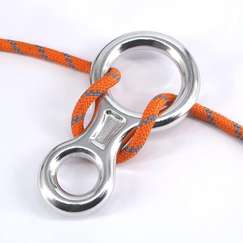 Miniatura 7 de NewDoar Climbing Gear - Placa de aparejo para equipo de descenso de 40 kN, figura de rescate 8 descensores con gran oreja curvada para escalada y