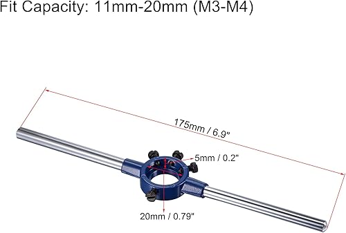 Miniatura 3 de uxcell 1/4-20 UNC Juego de llaves y troqueles con llave de mango redondo de 0.787 in, grifo de rosca de máquina de acero de alta velocidad y