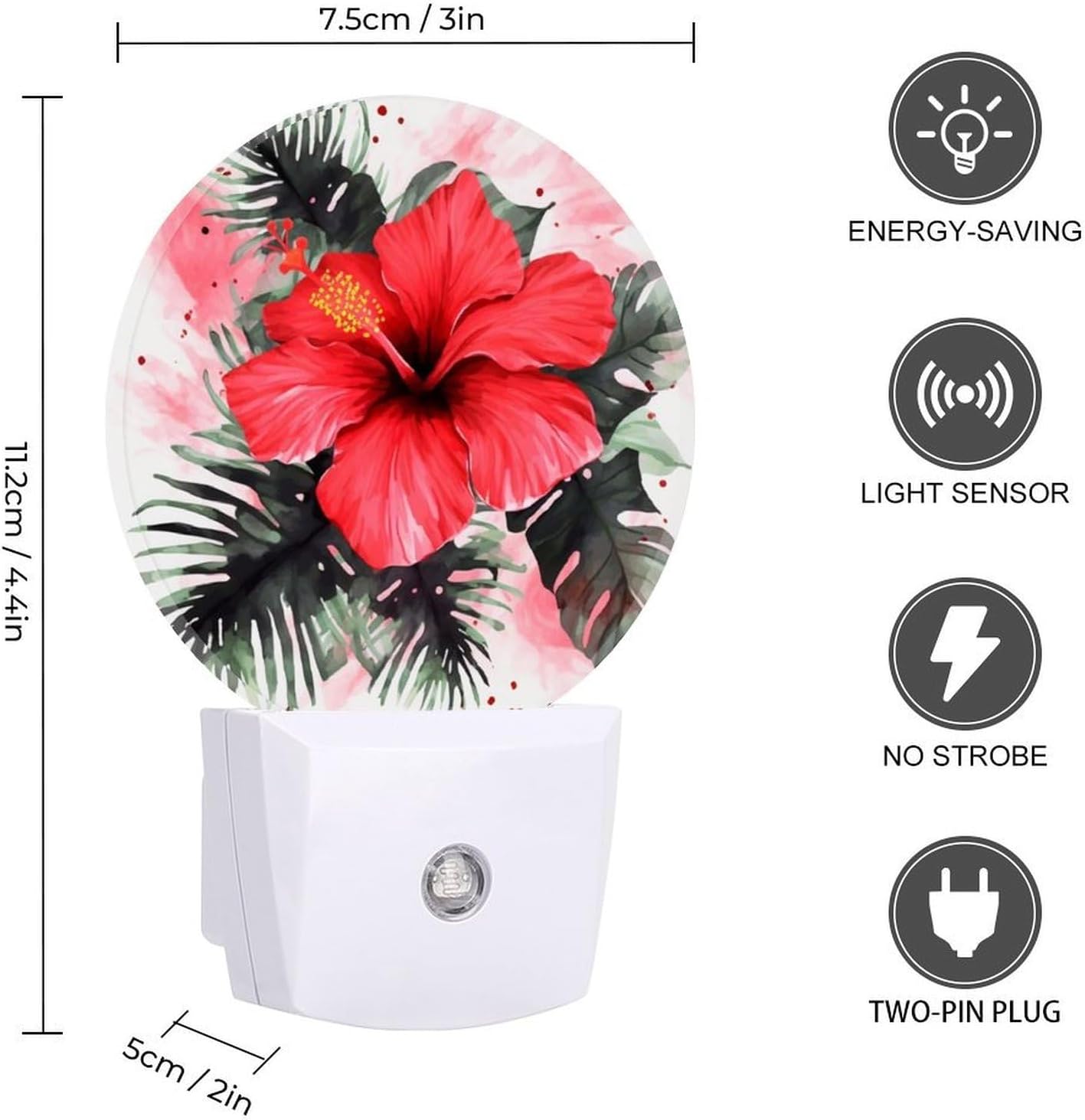 Red Hibiscus Plug-in LED Nightlight Wall Night Light image 2