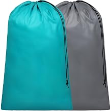 F-color Travel Laundry Bags 2 Pack - Cruise Essentials 2026 Washable Dirty Clothes Travel Bag 24 x 36 Inch for Cruise Ship Cabin, Summer Camp & College Dorm Hamper Liner, Blue & Gray