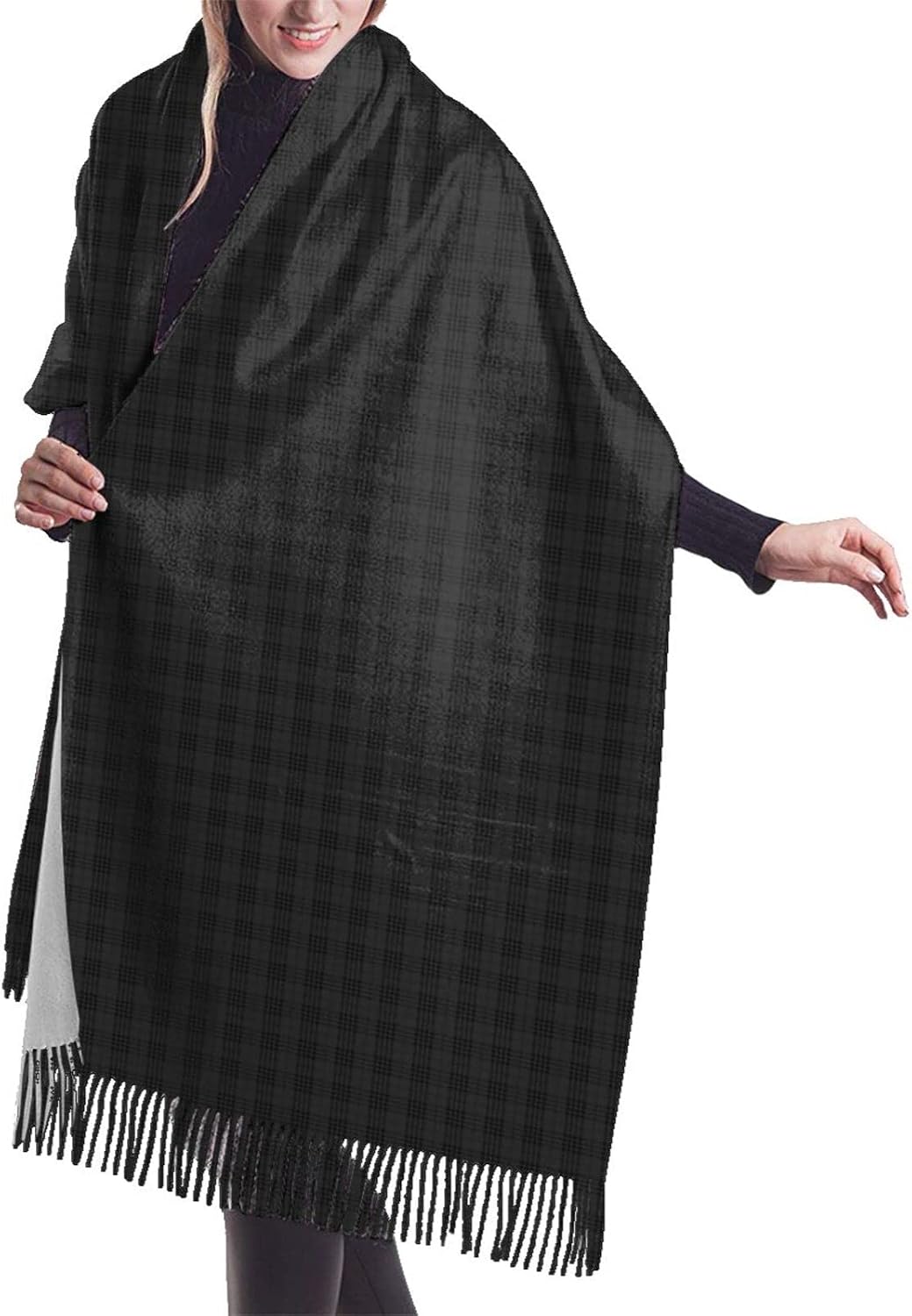 Bezioner XXL Sciarpa Foulard Donna Tartan Grande Scialle Donna Plaid Stola Grigio
