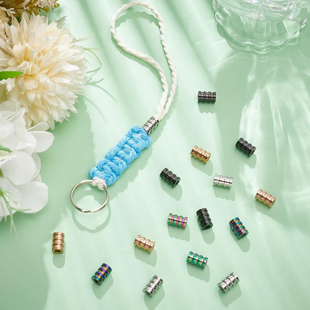 UNICRAFTALE 16pcs 4 Colors Paracord Bead Set - Stainless Steel Tube & Spacer Beads, 3mm Hole, 9x6mm - DIY Bracelet & Necklace Jewelry Making - Image 2