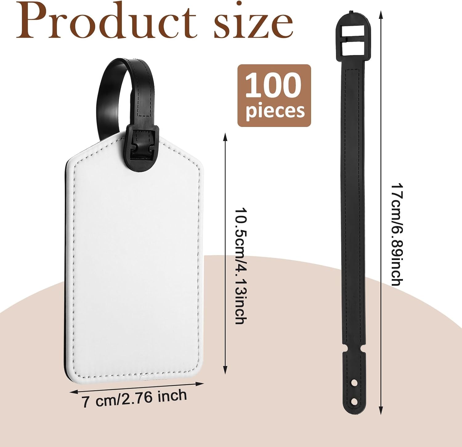 Hillban Sublimation Luggage Tags White Heat Transfer PU Leather Name Tag Blank Suitcase Label Travel Business ID Card Holder for DIY Travel Suitcase Sports Bag Label Gift Craft Rectangle(100 Pcs)