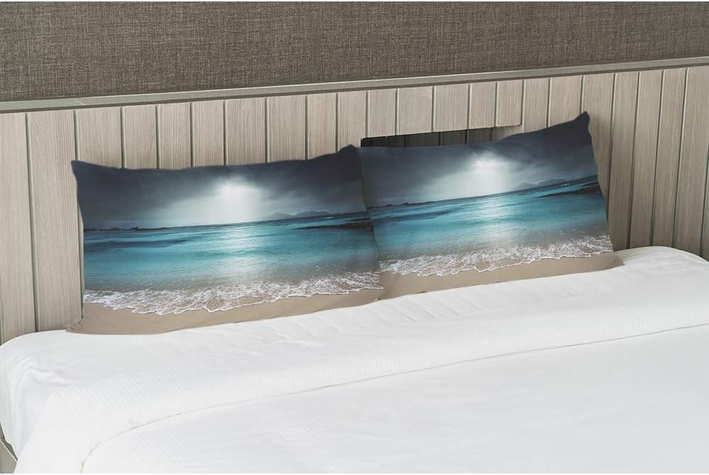 EKOBLA Throw Pillow Cover Dark Beach Nautical Style Holiday Summer Outdoor Ocean Coastal Sandy Sea Theme Decor Lumbar Pillow Case Cushion for Sofa Couch Bed Standard Queen Size 20x30 Inch - Image 4