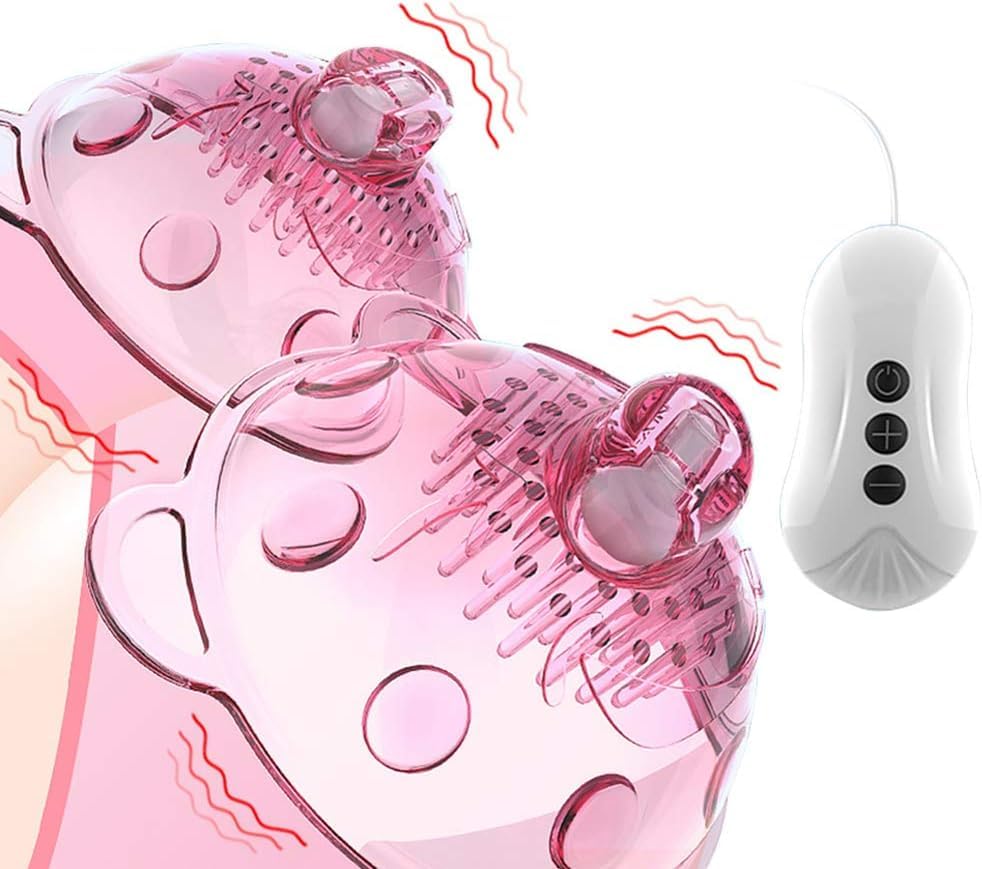 Mani Libere Elettrico Seno Pompa Massaggiatore Vibratore Succhia Capezzoli e Clitoride Coppe Lingua Leccare Reggiseno Stimolatore Sex Toys Enlarger Enhancer per Donne (Pink)