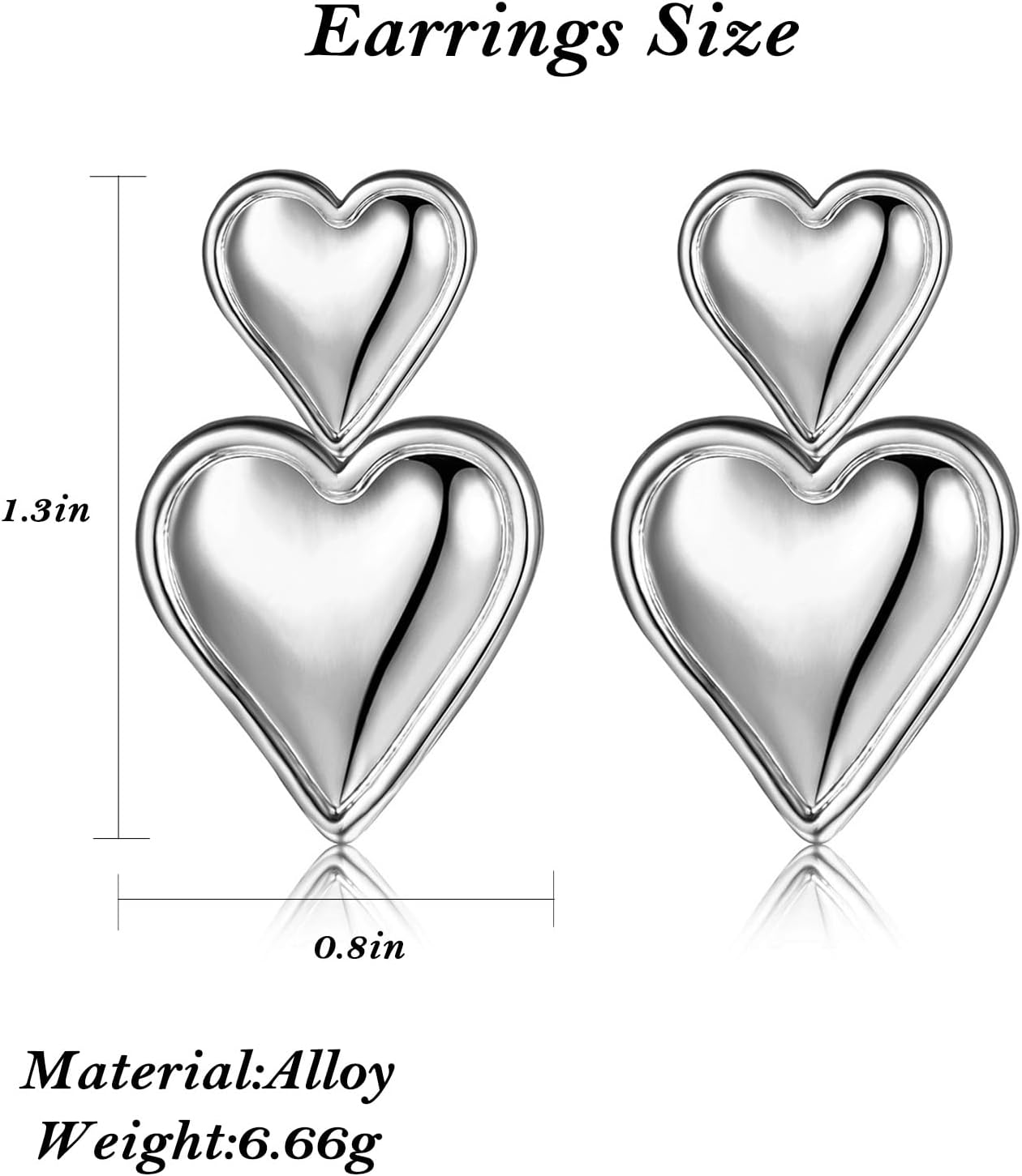 Gold Heart Drop Earrings Double Heart Statement Dangle Earrings for Women,Teardrop Trendy Hypoallergenic Gold Plated Earrings Valentines Christmas Mothers Day Gifts for Her - Image 2