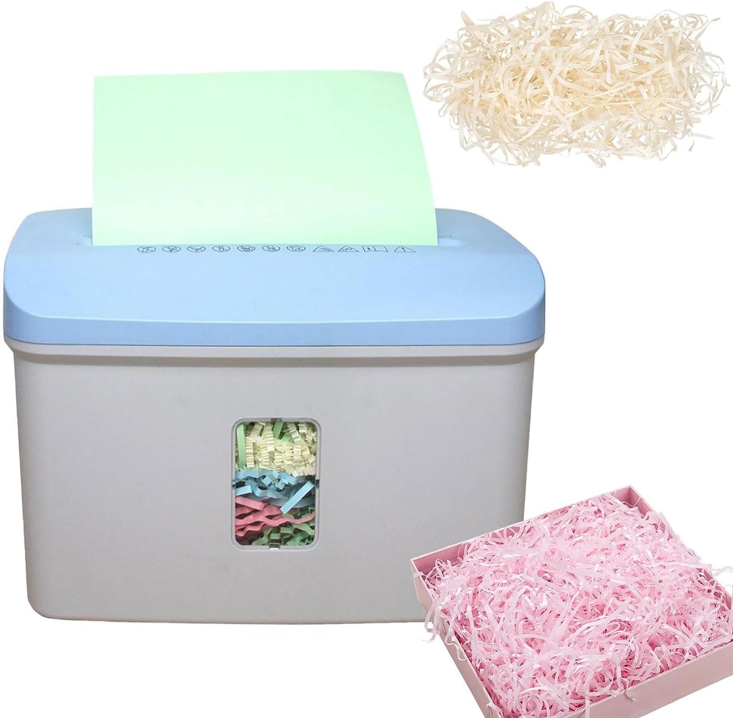 IElektryczna niszczarka papieru typu Zigzag, 7,5 l z okienkiem | Automatyczna niszczarka do papieru zygzakowatego, przenośna do wycinania marszczącego i pakowania prezentów