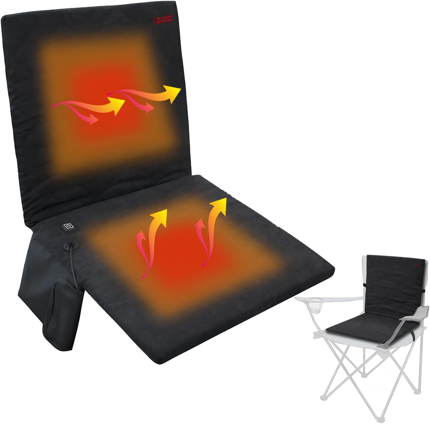 HiGropcore Portable Heated Seat Cushion, 【No Power Bank】 USB Heated Foldable Camping Chair Pad, 3 Mode Adjustable Heated Stadium Seat Cushion for Outdoor, Camping, Hunting, Fishing