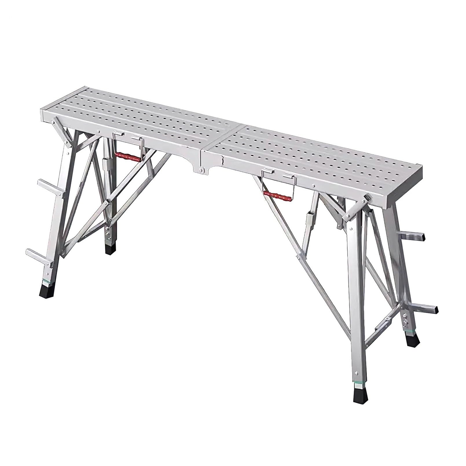 Piattaforma per ponteggi in acciaio resistente, piattaforma di lavoro pieghevole con altezza regolabile, superficie antiscivolo, supporta 200 kg, ideale per casa, ufficio, officina e garage