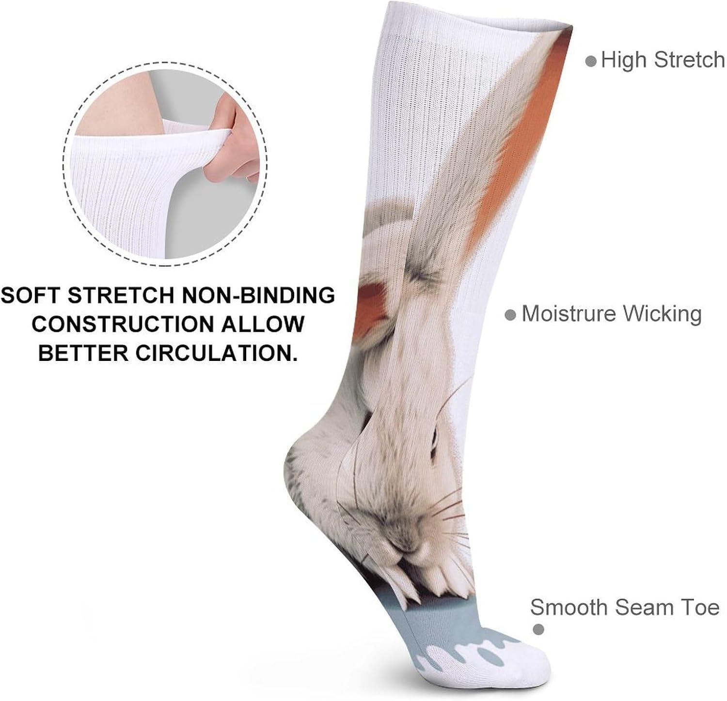 Cry Rabbit Crew Socks Cozy Casual Calf Socks Lightweight Long Work Sock Breathable Athletic Sock for Hiking Sports Running 5 Pairs