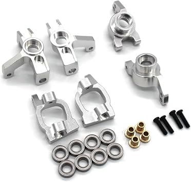 Rc Car Steering Cup for Rlaarlo AM-X12 AM-D12 14015 14005E Metal C for Seat Steering Cup Rear Wheel 3-Piece Set Rc Car Parts and Accessories Replacement UseSilver