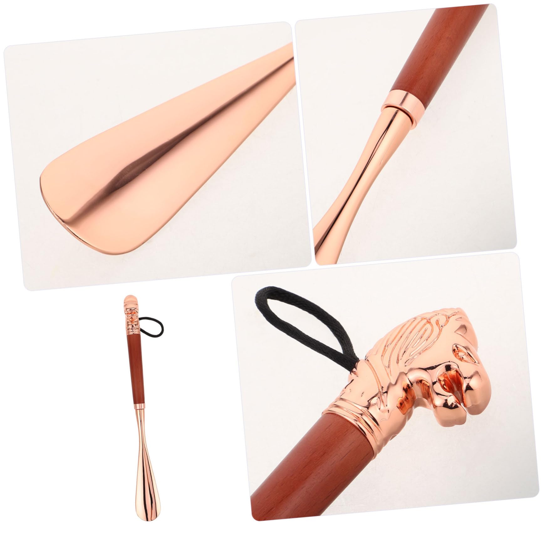 Calzascarpe Testa di Leone Manico lungo 32cm in Lega di Zinco | Portatile e Adatto ai Viaggi, Design Ergonomico Elegante, Uso Domestico Quotidiano