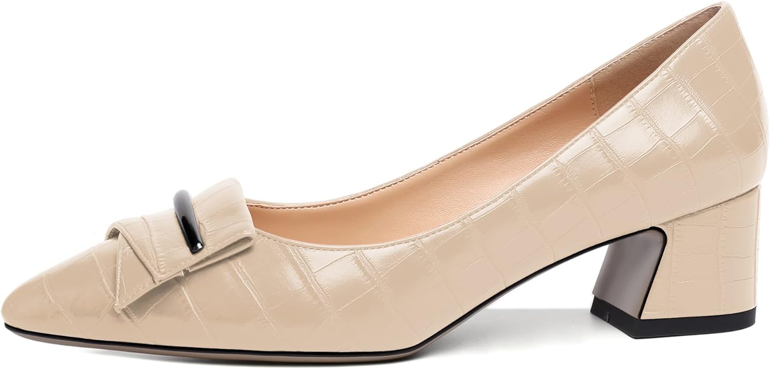 YODEKS Women's Chunky Heel Pumps Low Block Heel Pointed Toe Slip on Dress Pump Shoes for Work Casual Daily Life Party Dress Shoes - Image 9